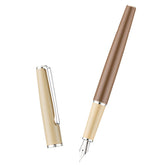 Asvine 920S Fountain Pen Brown Metal Pen, Steel Fine Point Classic Pen with Ink Converter
